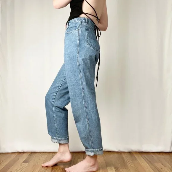 Vintage High Rise Straight Leg Jeans Relaxed Boyfriend Full Length Denim 90s Dad - Picture 3 of 8